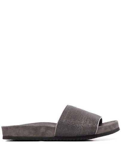 Monili Strap Suede Slippers Grey - BRUNELLO CUCINELLI - BALAAN 2