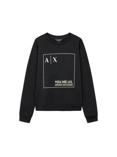 Women s Box Logo Cotton Sweatshirt Black - ARMANI EXCHANGE - BALAAN 1