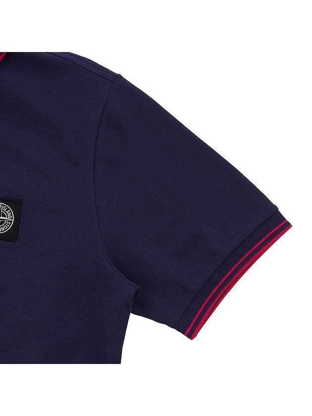 Men's Two Line Logo Patch PK Shirt Royal Blue - STONE ISLAND - BALAAN.