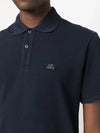 Men's Cotton Logo Patch Short Sleeve Polo Shirt Navy - CP COMPANY - BALAAN 3