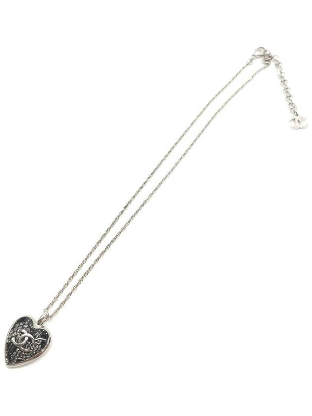 Heart CC logo necklace silver fabric ABE688 - CHANEL - BALAAN 9