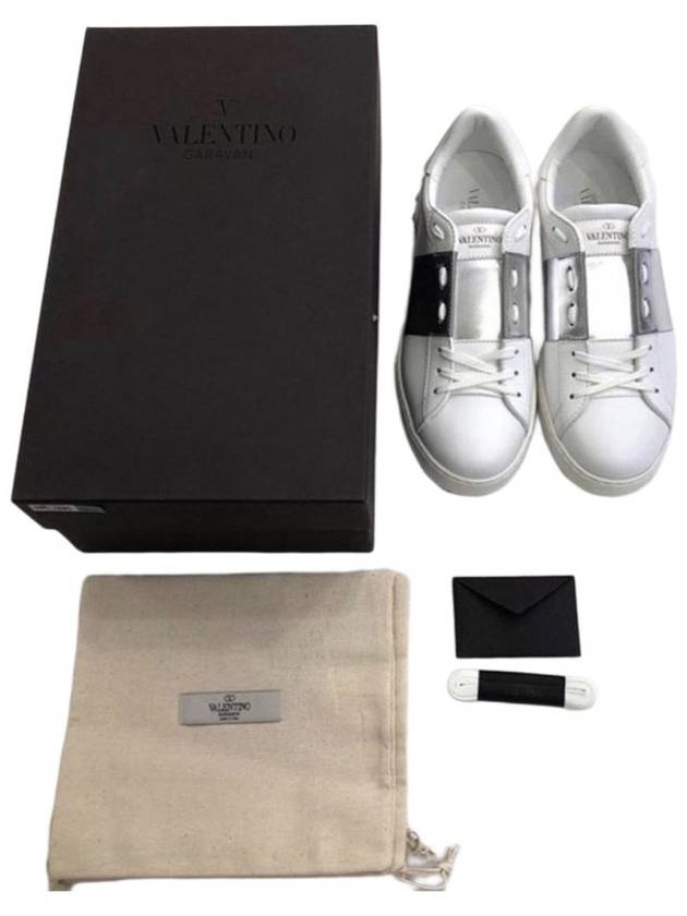 Men's Hidden Open Silver Band Low Top Sneakers White - VALENTINO - BALAAN 6