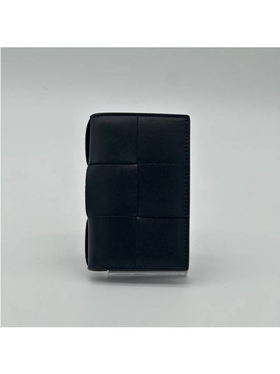 Intrecciato Cassette Leather Flap Card Wallet Black - BOTTEGA VENETA - BALAAN 2