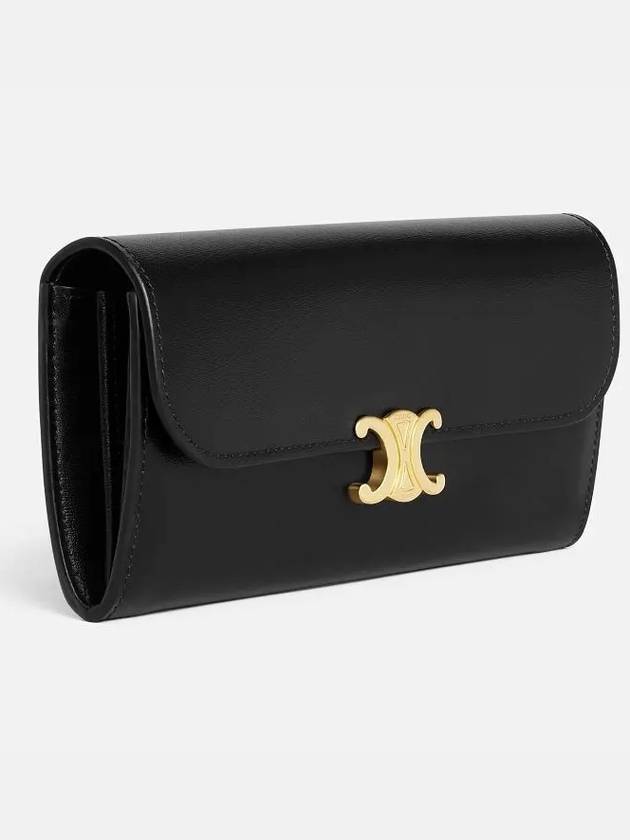 Triomphe Large Wallet in Shiny Calfskin Black - CELINE - BALAAN 3