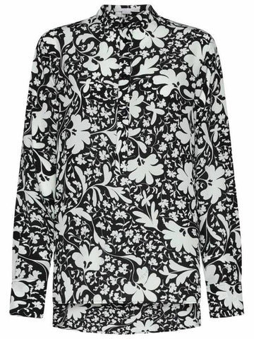 Stella McCartney Black Silk Forest Floral Print Shirt, Brand Size 40 (US Size 6) - STELLA MCCARTNEY - BALAAN 1