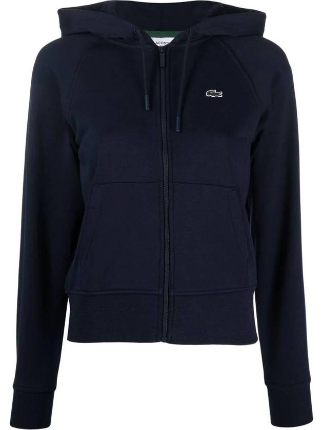 Essential Drawstring Zip-Up Hoodie Navy - LACOSTE - BALAAN 1