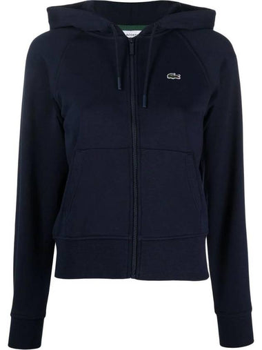 Essential Drawstring Zip-Up Hoodie Navy - LACOSTE - BALAAN 1