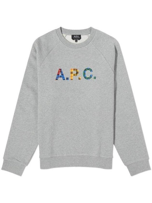 Shaun Tartan Check Logo Sweatshirt Heather Grey - A.P.C. - BALAAN 1