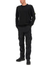 Regular Fit Crew Neck Wool Knit Top Black - STONE ISLAND - BALAAN 3