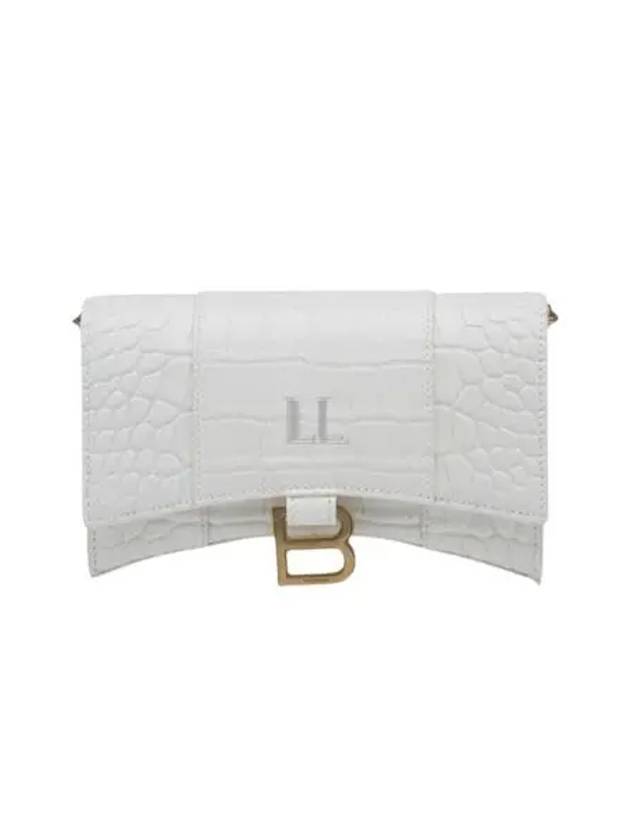 Hourglass Chain Crocodile Embossed Calfskin Medium Wallet White - BALENCIAGA - BALAAN 2