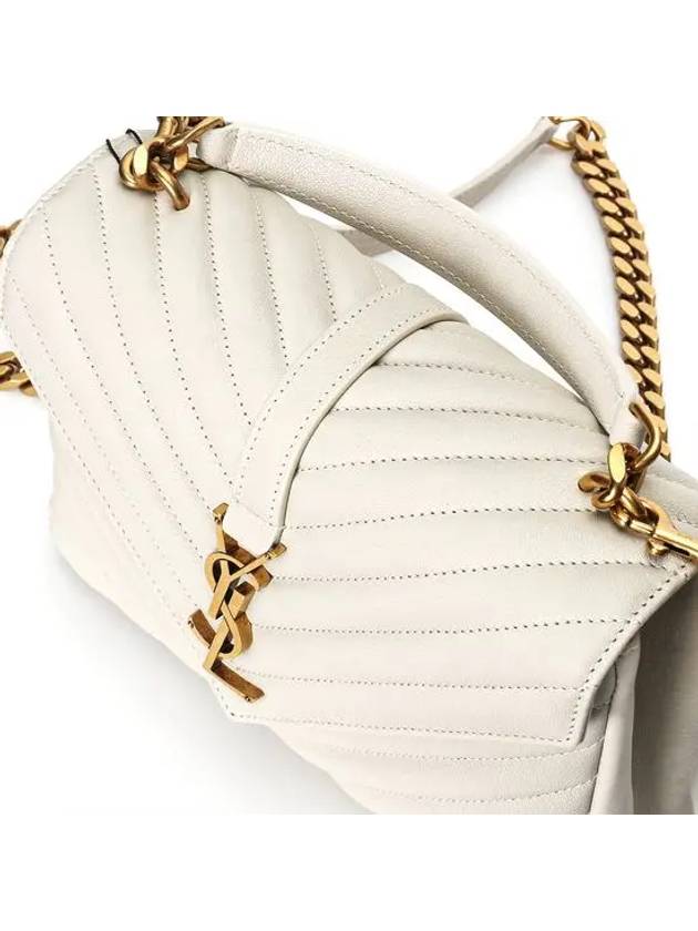 College Medium in Quilted Leather Shoulder Bag Blanc Vintage - SAINT LAURENT - BALAAN 6