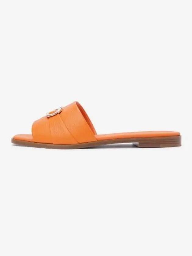 Gancini Leather Slippers Orange - SALVATORE FERRAGAMO - BALAAN 2