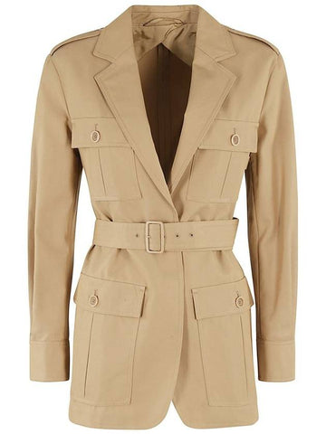 Pacos Belted Long Sleeved Jacket Beige - MAX MARA - BALAAN 1