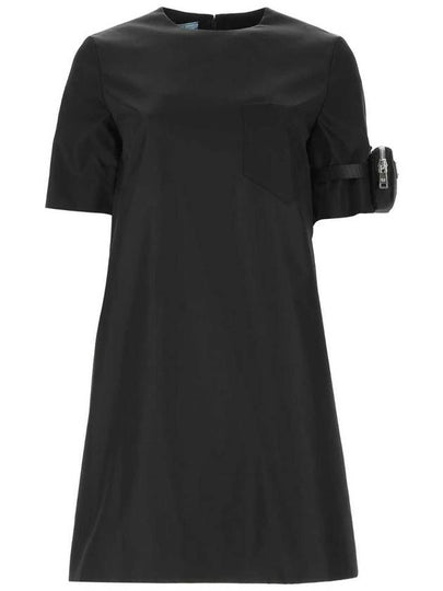 Re-Nylon Gabardine Midi Dress Black - PRADA - BALAAN 2