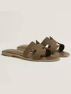 Oran Leather Sandals Etoupe - HERMES - BALAAN 2