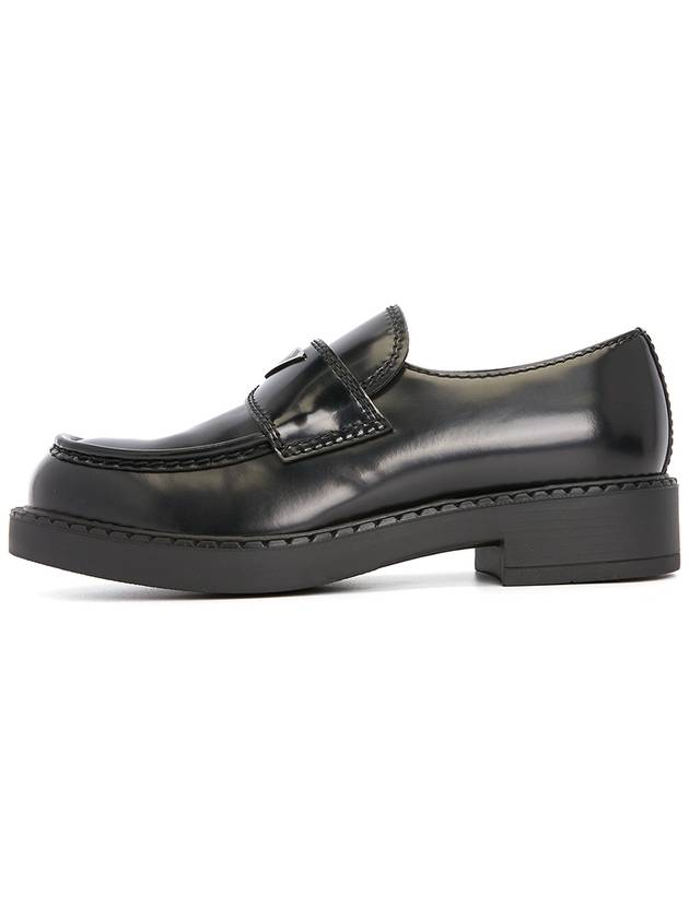 Chocolate Brushed Leather Loafers Black - PRADA - BALAAN 5