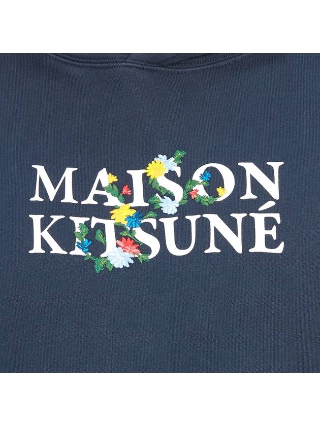 Flowers Comfort Logo Print Hoodie Ink Blue - MAISON KITSUNE - BALAAN 9