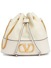 V logo signature chain nappa mini bucket bag light ivory - VALENTINO - BALAAN 2