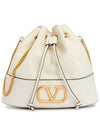 V Logo Signature Chain Mini Bucket Bag Light Ivory - VALENTINO - BALAAN 2