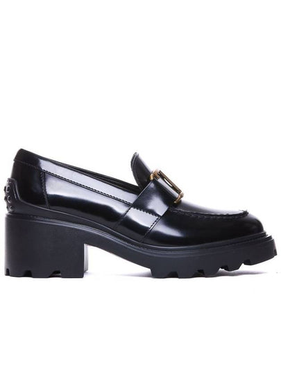 T Logo Leather Loafer Heels Black - TOD'S - BALAAN 2