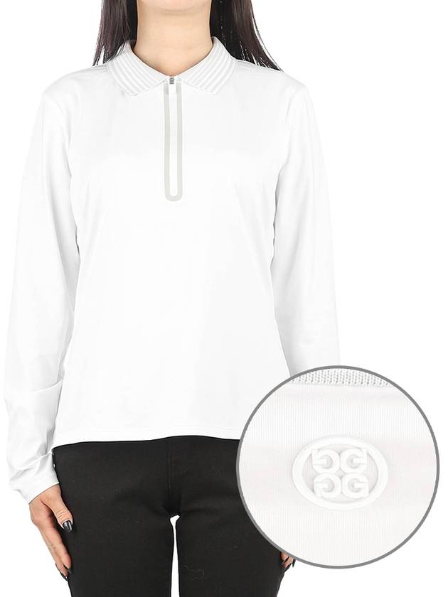 Featherweight Silky Tech Nylon Quarter Zipper Polo Long Sleeve T-Shirt Snow - G/FORE - BALAAN 2