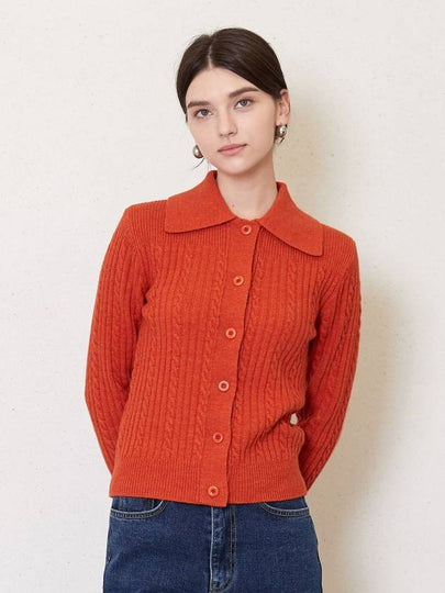 Cable Collor Knit Cardigan Orange - JUN BY JUN K - BALAAN 2