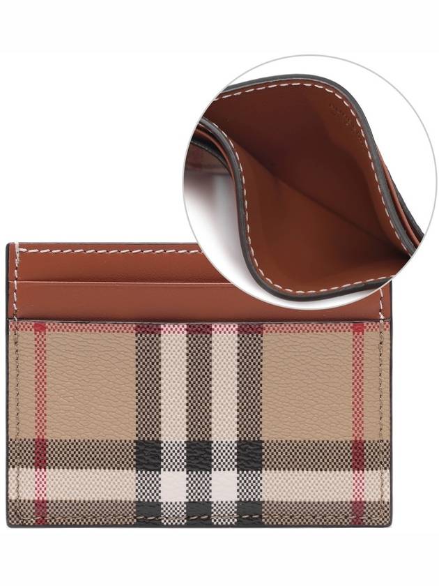 Check Print Leather Card Holder Beige - BURBERRY - BALAAN 3