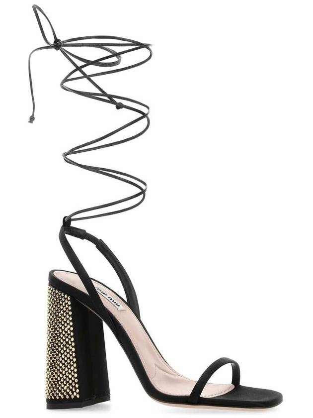 satin sandals heels black gold - MIU MIU - BALAAN 3