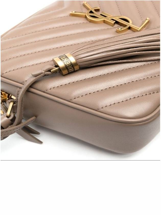 Women's Logo Gold Hardware Lou Camera Quilted Leather Shoulder Bag Beige - SAINT LAURENT - BALAAN 8