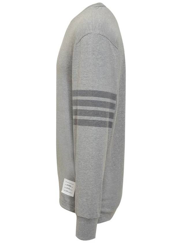 4 Bar Armband Tonal Long Sleeve T-Shirt Grey - THOM BROWNE - BALAAN 4