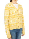 Intarsia Logo Wool V-Neck Cardigan Yellow - GANNI - BALAAN 6