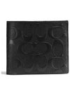 Signature Grain Leather Coin Half Wallet Black - COACH - BALAAN.