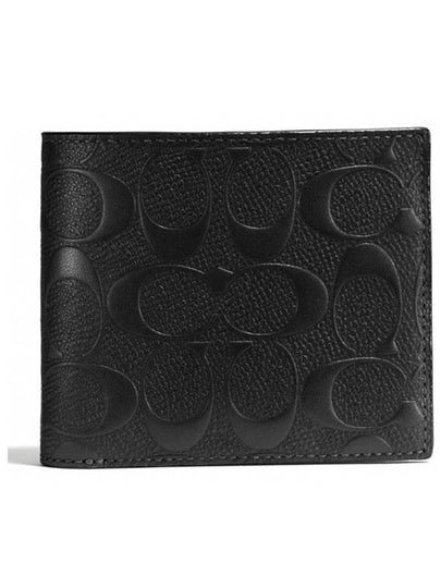 Signature Grain Leather Coin Half Wallet Black - COACH - BALAAN 2