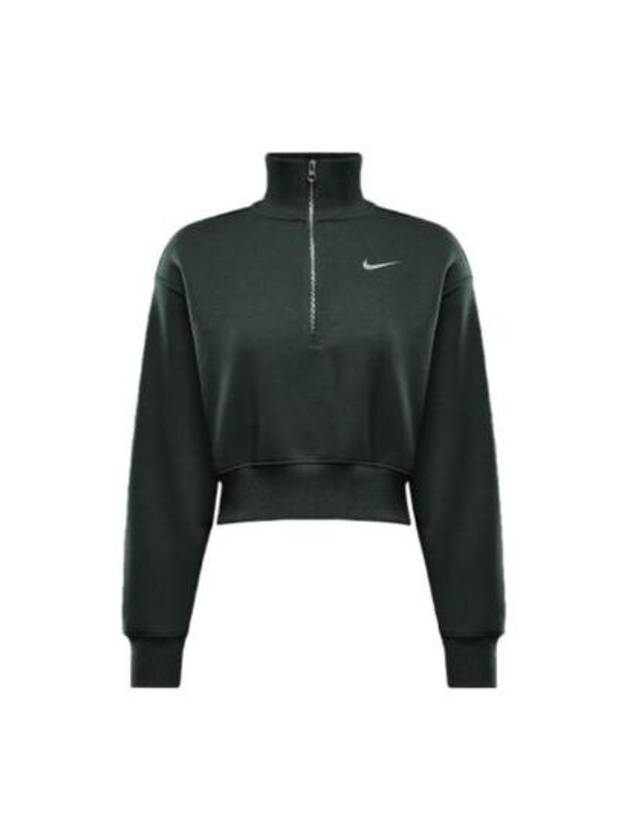 NSW Phoenix Fleece Half Zip Crop Sweatshirt Vintage Green - NIKE - BALAAN 2