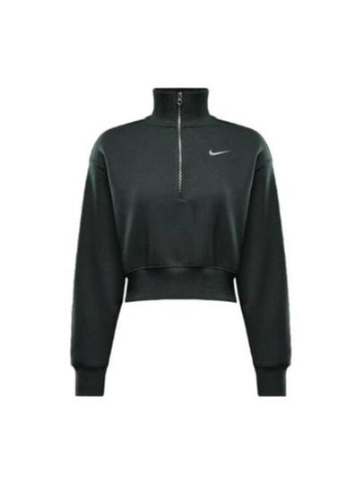 NSW Phoenix Fleece Half Zip Crop Sweatshirt Vintage Green - NIKE - BALAAN 2