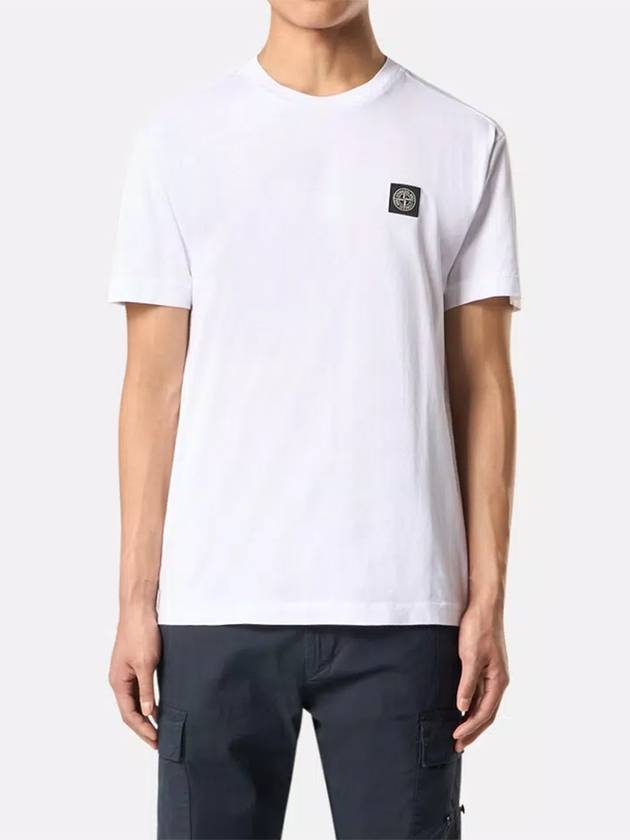 Logo Patch Short Sleeve T-Shirt White - STONE ISLAND - BALAAN 5