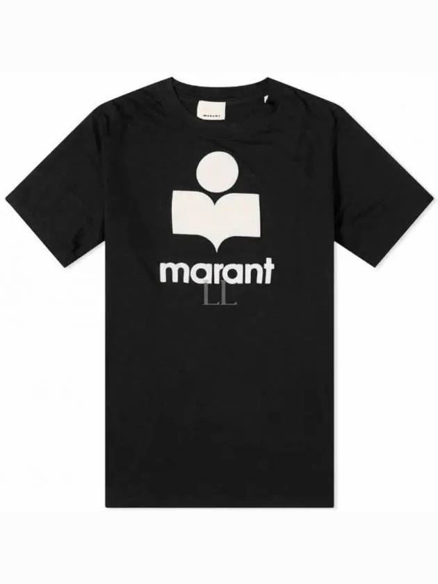 Karman Logo Print Linen Short Sleeve T-Shirt Black - ISABEL MARANT - BALAAN 2