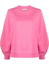 Women's Logo Sweatshirt Crew Neck Organic Cotton Sweatshirt Pink - GANNI - BALAAN 1