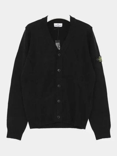 Kids Wappen Patch V-Neck Knit Cardigan Black - STONE ISLAND - BALAAN 2