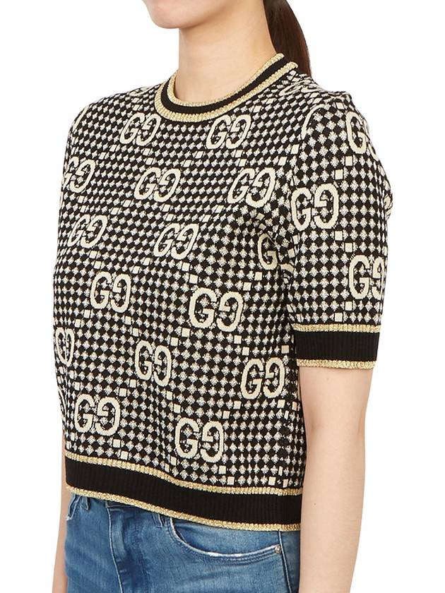 Women's Wool Blend Jacquard Knit Top Grey - GUCCI - BALAAN 3