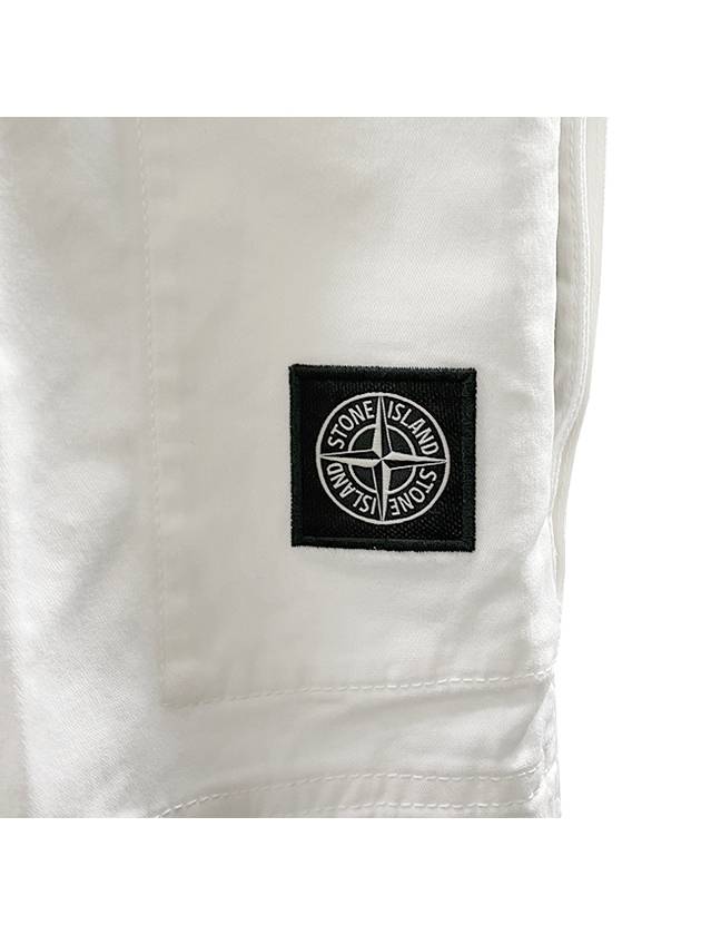 Logo Patch Pocket Banding Bermuda Shorts White - STONE ISLAND - BALAAN 4