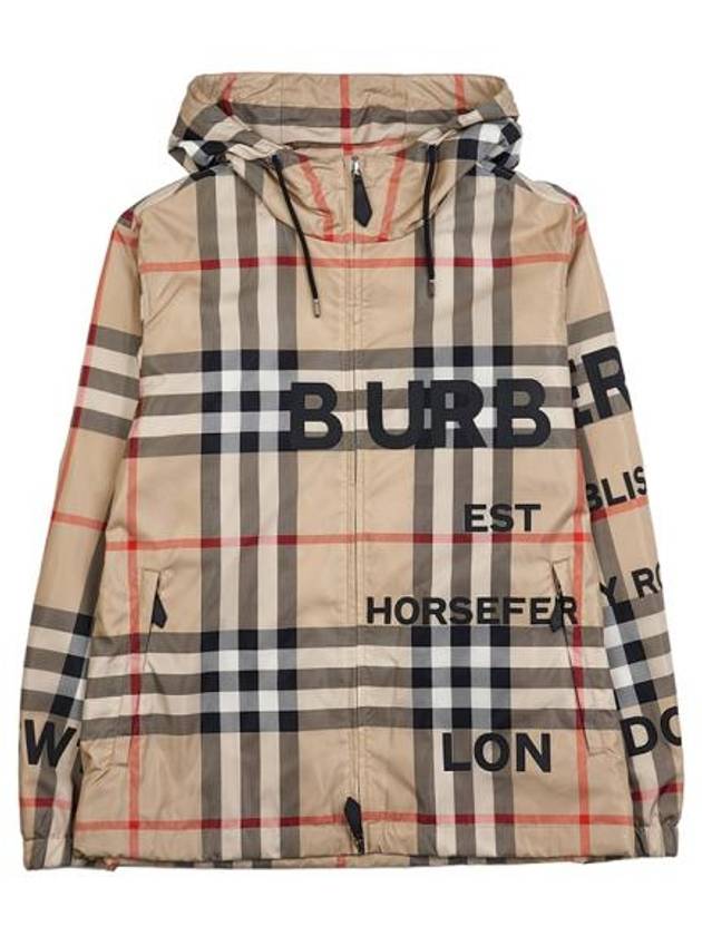 Men's Horseferry Print Check Hoodie Zip-up Beige - BURBERRY - BALAAN 2