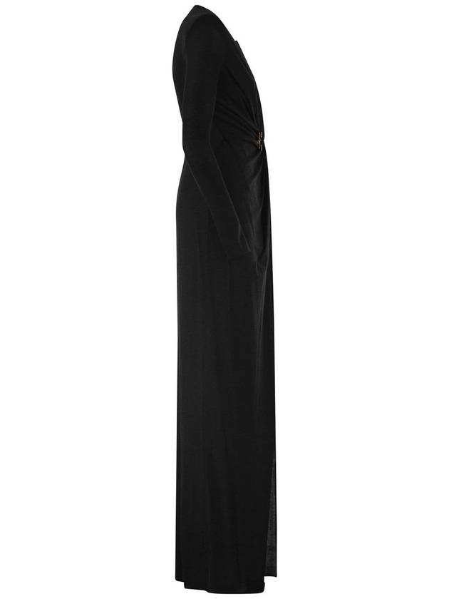 Red carpet dress in lurex jersey with knot and logo accessory - ELISABETTA FRANCHI - BALAAN 3