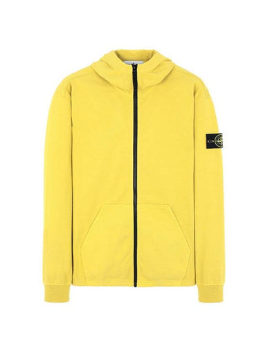 Men's Waffen Patch Fleece Zip Up Hoodie Yellow - STONE ISLAND - BALAAN 1