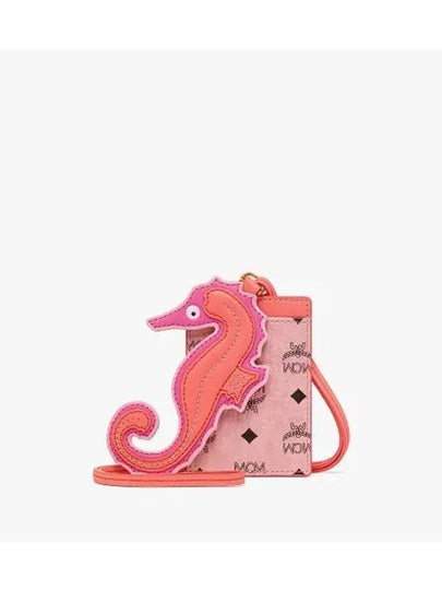 Aren Seahorse Visetos Lanyard Card Wallet Pink - MCM - BALAAN 2