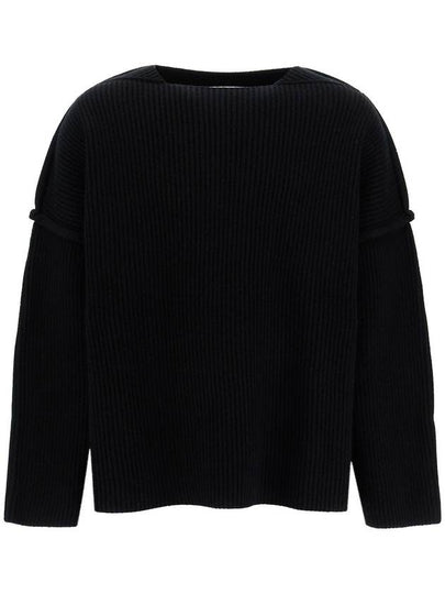 Oversized Fit Rib Knit Top Black - JIL SANDER - BALAAN 2