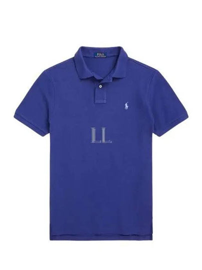 Embroidered Blue Pony Slim Fit Polo Shirt Dark Blue - POLO RALPH LAUREN - BALAAN 2