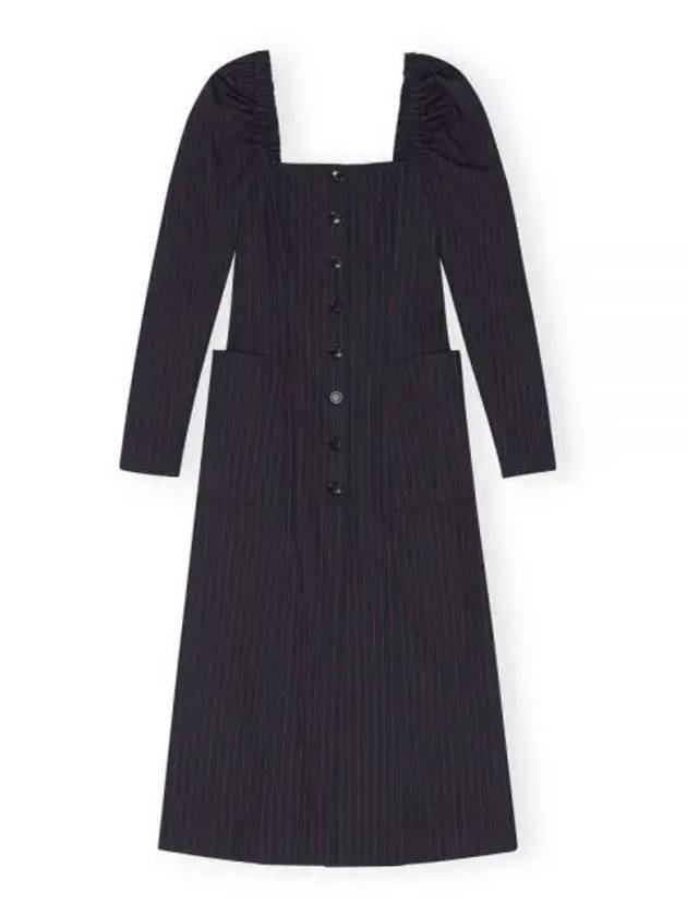 Stretch Striped Fitted Midi Dress Black - GANNI - BALAAN 2