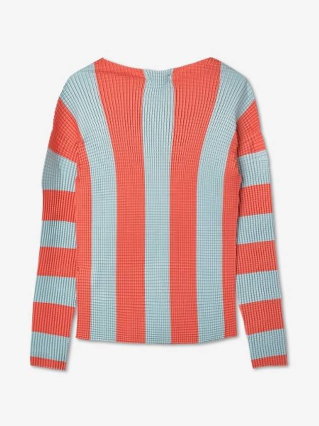 Stripe Pleated Long Sleeve T-Shirt Orange - SUNNEI - BALAAN 1