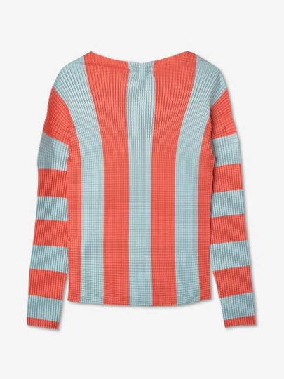 Stripe Pleated Long Sleeve T-Shirt Orange - SUNNEI - BALAAN 2